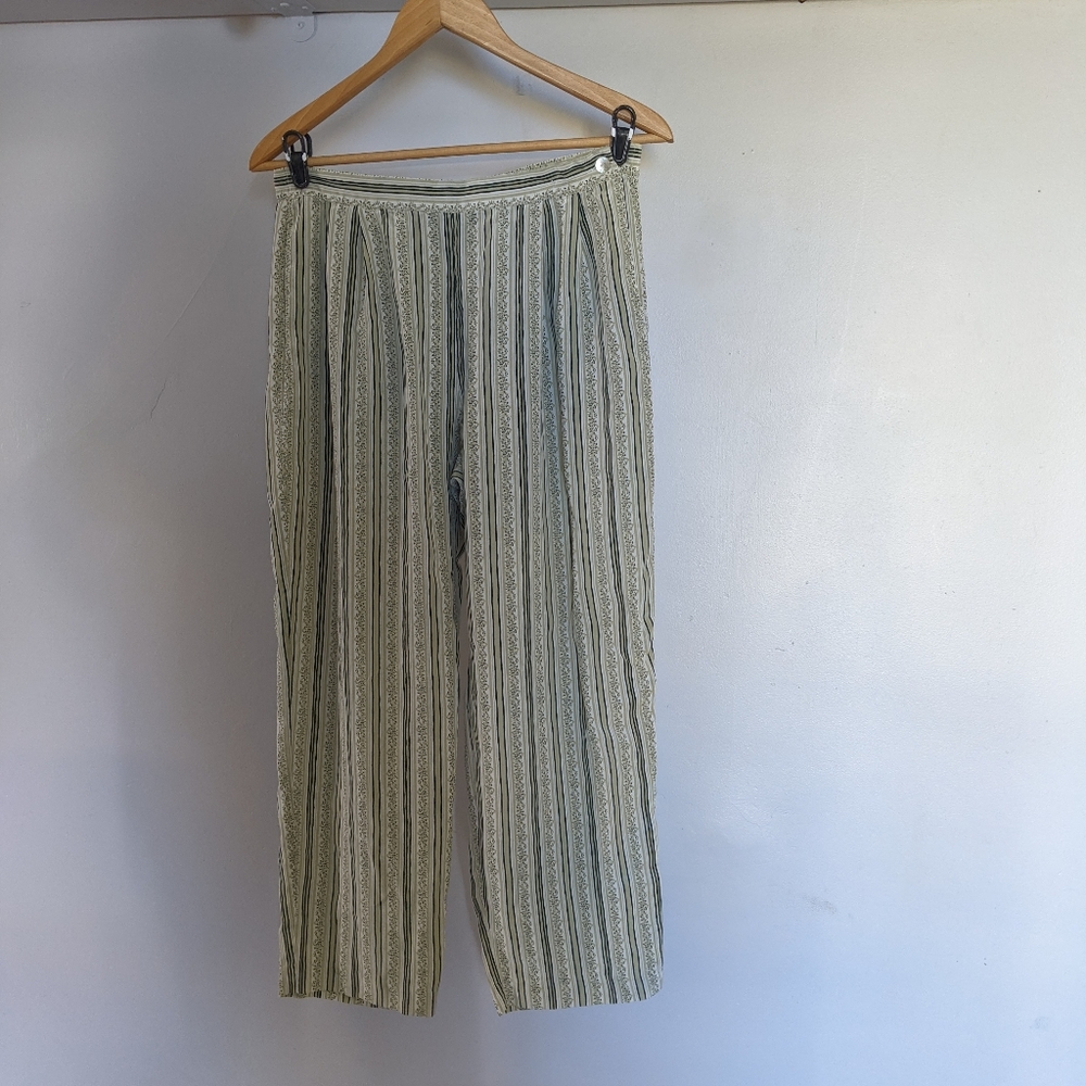 Vintage green and black striped flowy pants